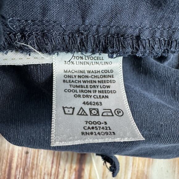 LOFT Size Small Navy Blue Linen Blend Mid Rise Frayed Hem Crop Ankle Pants 33x27 - Picture 10 of 10
